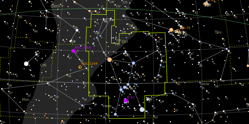 Orion Constellation with boundaries